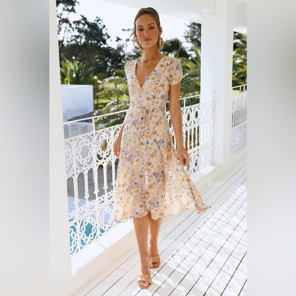 Hello Molly Home With You Pastel Floral Midi Dress